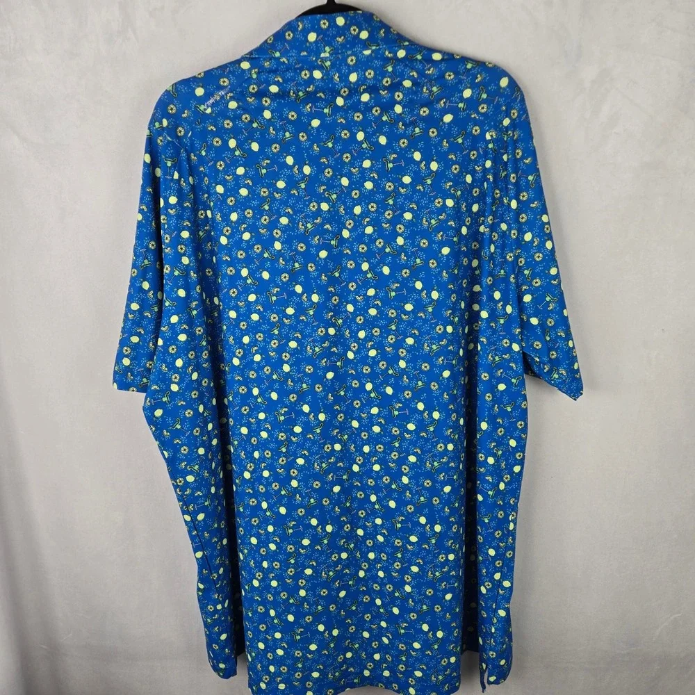 Callaway Men Opti-Dri Golf Polo Shirt XL Blue Margarita Lemon Swing Tech Stretch